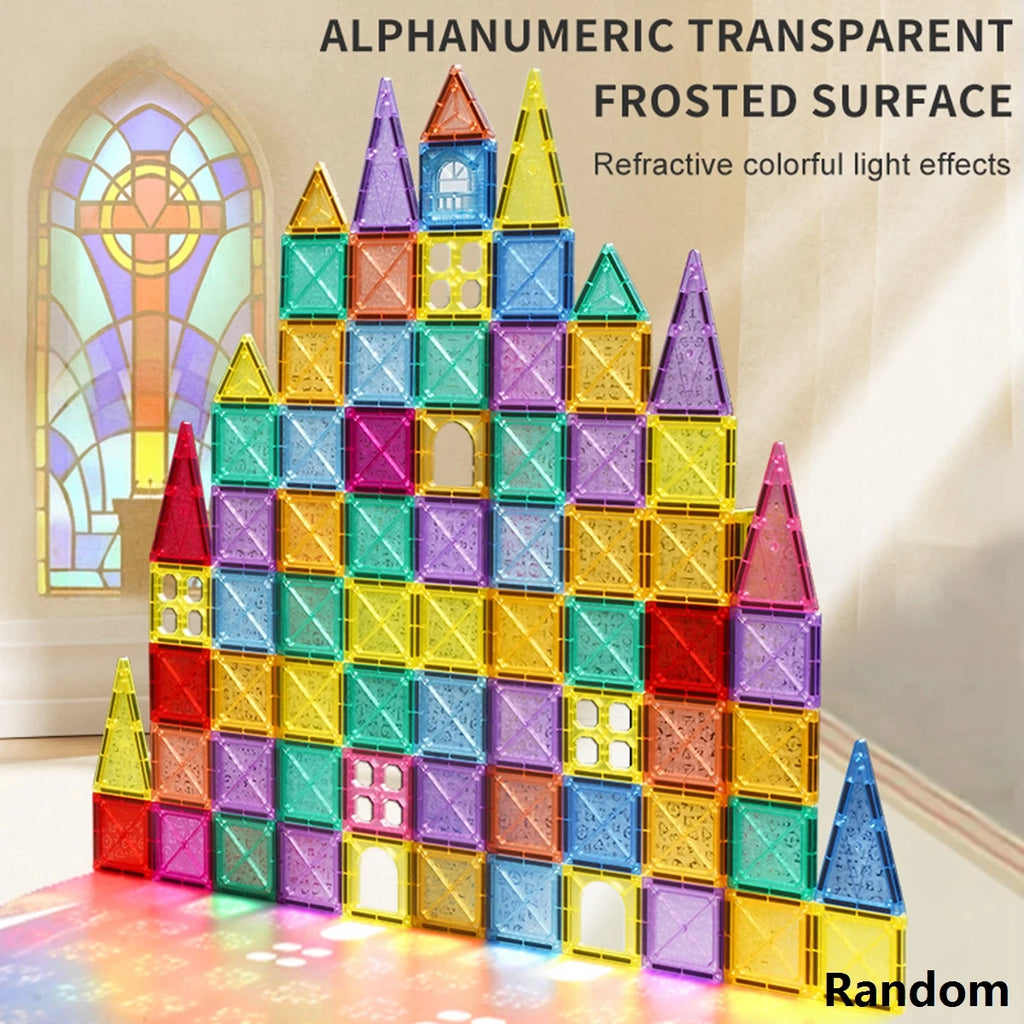 Magnetic Tile Construction Set -222, 110, 70, 60 or 50 pieces