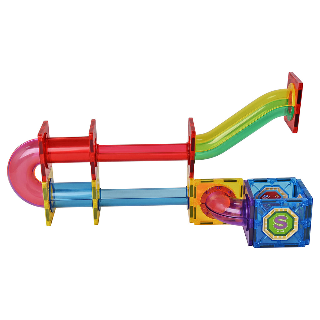 72-Piece Magnetic Building Tile Set & Marble Run